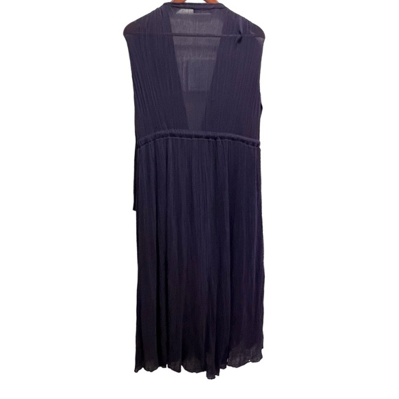Zara Crossover Wrap Long Dress Velvet Belt Midnight Blue Size Small - Picture 4 of 15